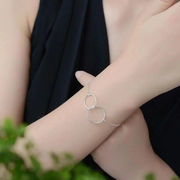 Sterling Silver Dainty Link Circle Bracelet Anklet - Picture 2 of 4